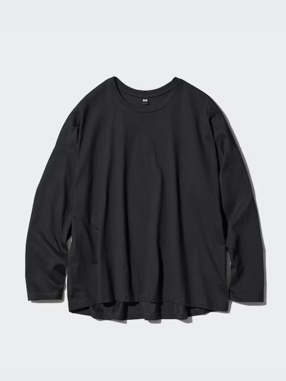 Uniqlo Smooth Cotton Oversized Long Sleeve T-Shirt Black Small NWOT
